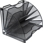EasyPAG Desk File Organizer 6 Compartment Fan-Shaped Filing Paper Holder Letters Tray Desk Organizers and Accessories,Black